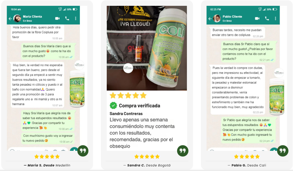 Conversaciones reales de clientes de ColiPlus por WhatsApp